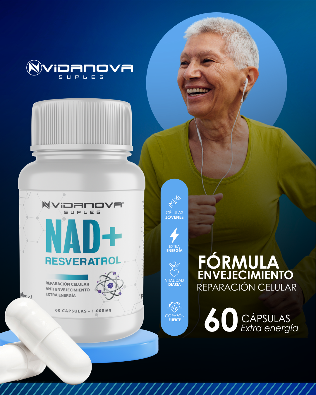 NAD+ Resveratrol - Vidanova® Suples PACK X3