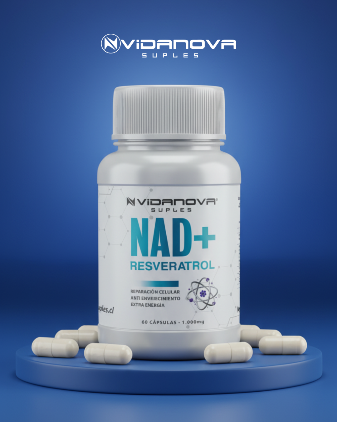 NAD+ Resveratrol Vidanova® 1000mg — 1 frasco