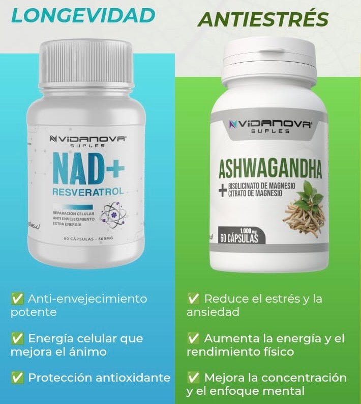 NAD + RESVERATROL y ASHWAGANDHA