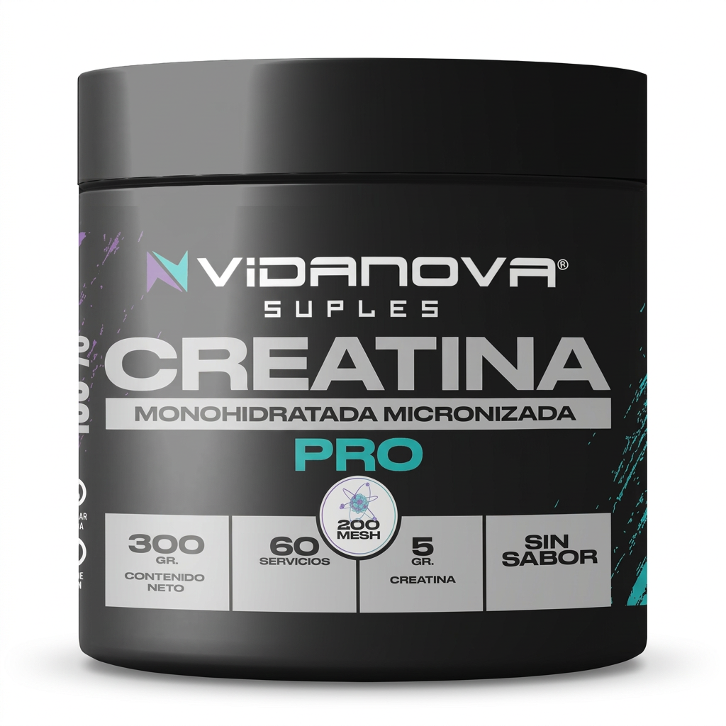 Creatina PRO Monohidratada Micronizada 300g Vidanova Suples vista uniforme