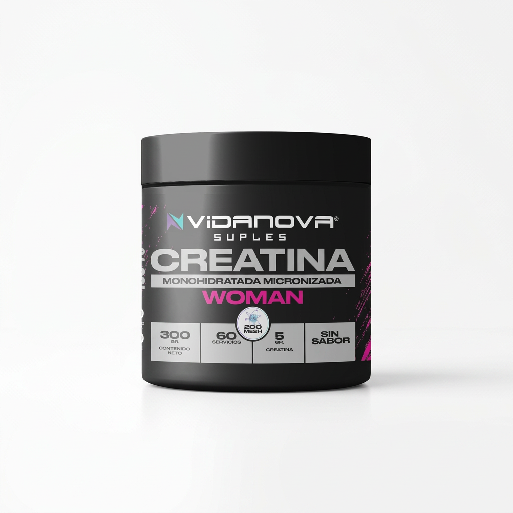 Creatina WOMAN Monohidratada Micronizada 300g Vidanova Suples con margen alrededor