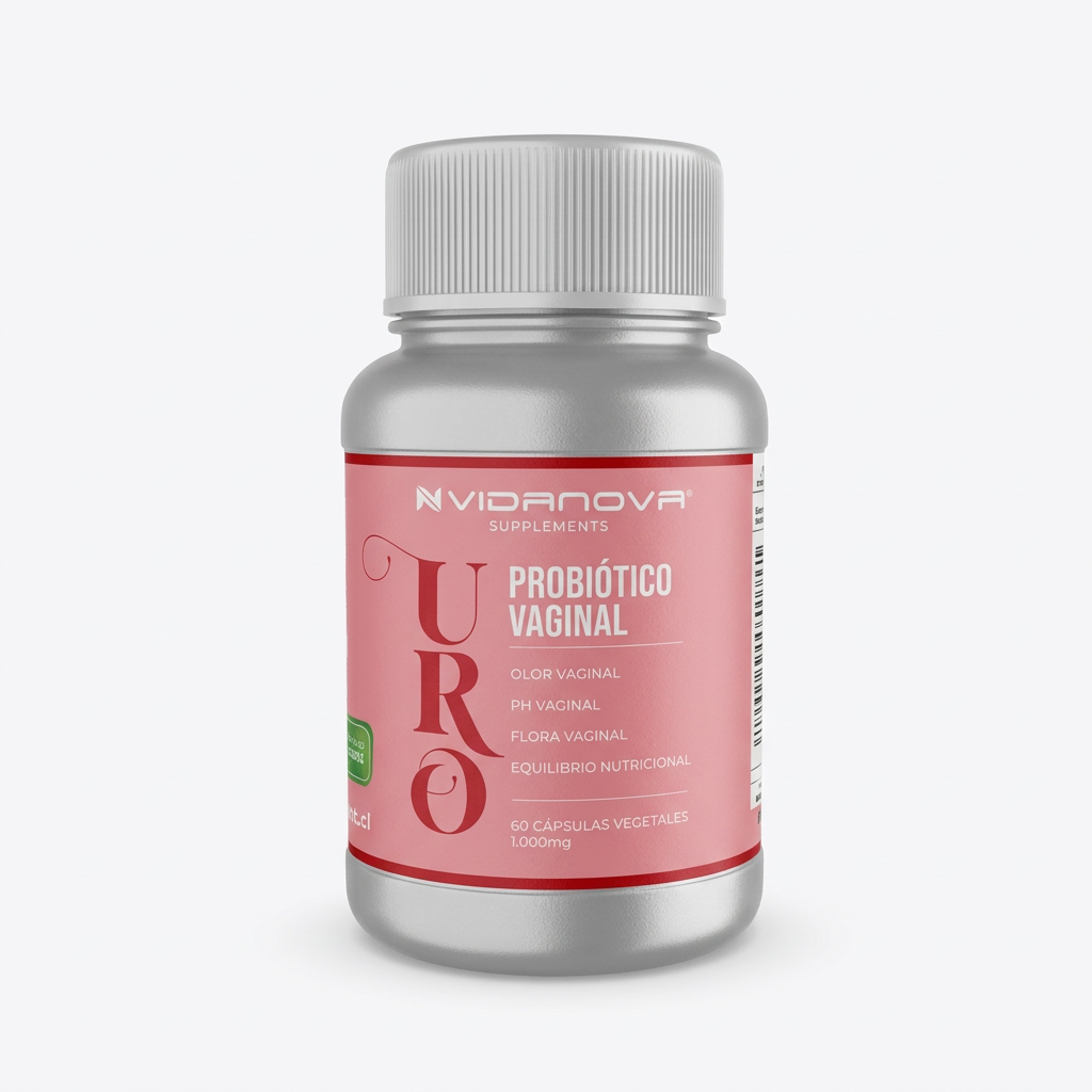 Frasco individual de Uro Probiótico Vaginal 1000mg 60 cápsulas Vidanova