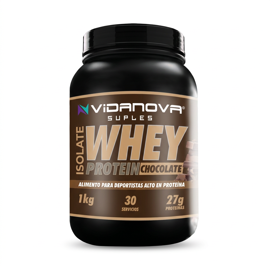 Proteina Iso Whey 1kg Chocolate Vidanova Suples vista uniforme