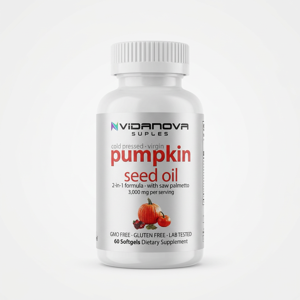 Frasco individual de Aceite de Semilla de Calabaza Vidanova Pumpkin Seed Oil 60 softgels