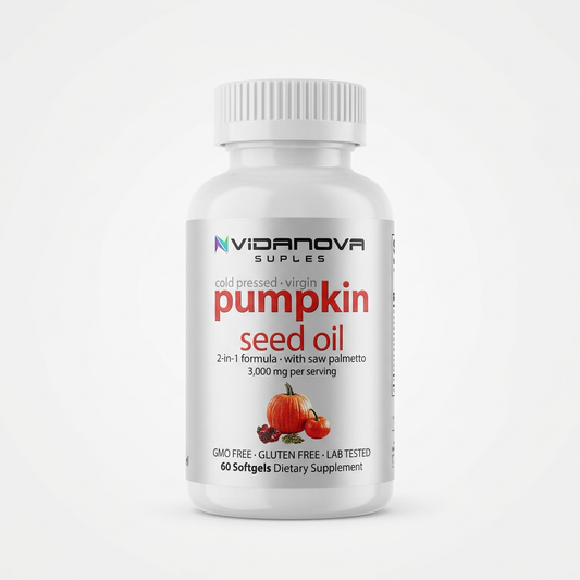 Frasco individual de Aceite de Semilla de Calabaza Vidanova Pumpkin Seed Oil 60 softgels