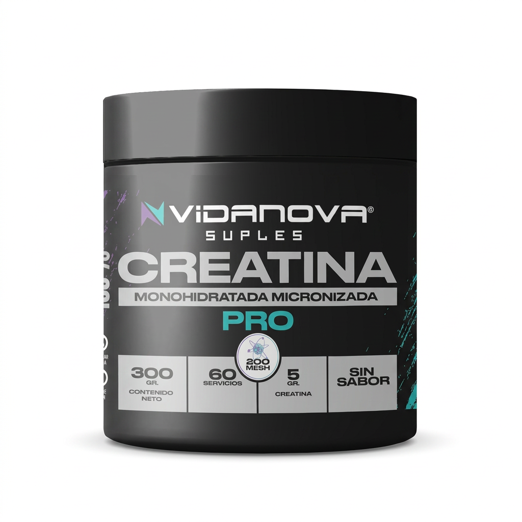 Creatina PRO Monohidratada Micronizada 300g Vidanova Suples con margen alrededor