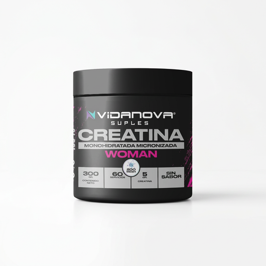 Creatina WOMAN Monohidratada Micronizada 300g Vidanova Suples con margen alrededor