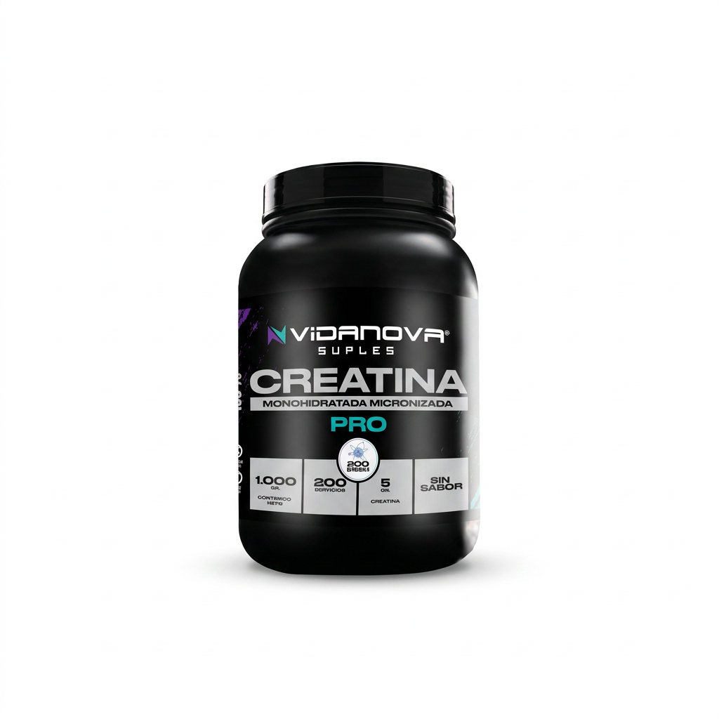 Creatina PRO Monohidratada Micronizada 1kg Vidanova Suples con margen alrededor