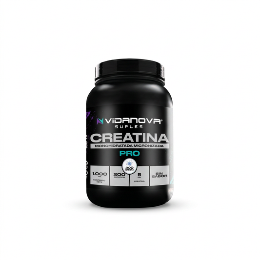 Creatina PRO Monohidratada Micronizada 1kg Vidanova Suples con margen alrededor